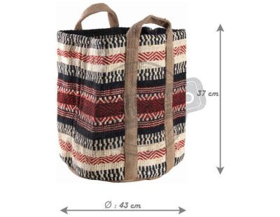 Corbeille en toile de jute épaisse Afriqua (Beige et rouge)