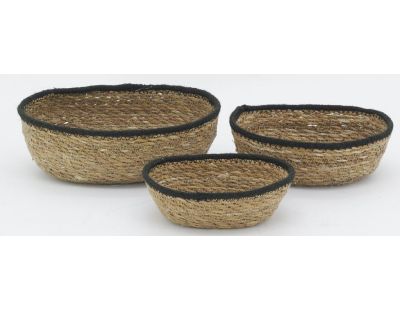Corbeilles basses en jonc naturel (Lot de 3)