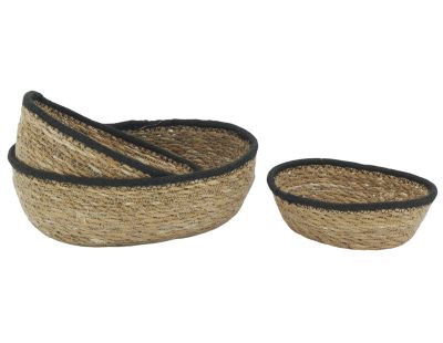 Corbeilles basses en jonc naturel (Lot de 3)