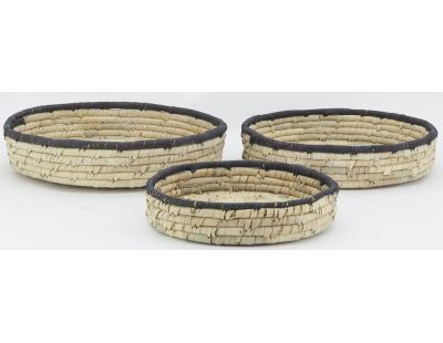 Corbeilles basses en jonc naturel (Lot de 3)