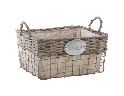 Corbeilles carrées en osier métal et jute