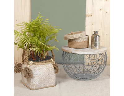 Grandes corbeilles en jonc blanchi