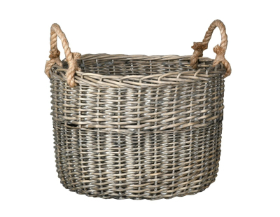 Corbeilles en osier gris et corde (Lot de 4)