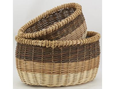 Corbeilles ovales en osier 3 tons (lot de 2)