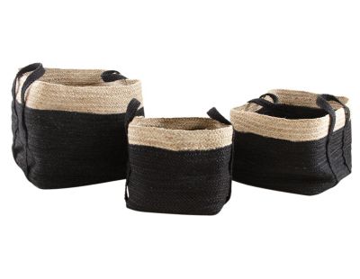 Corbeilles de rangement carrées en jute (Lot de 3)