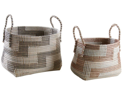 Corbeilles de rangement en jonc de mer (Lot de 2)