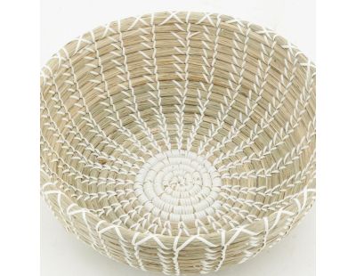 Corbeilles de rangement en jonc naturel et liens blanc