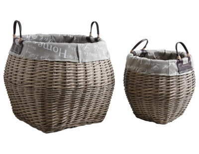 Corbeilles de rangement en osier gris (Lot de 2)