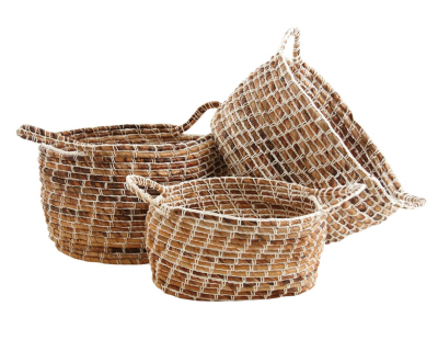 Corbeilles de rangement ovales en bananier (Lot de 3)