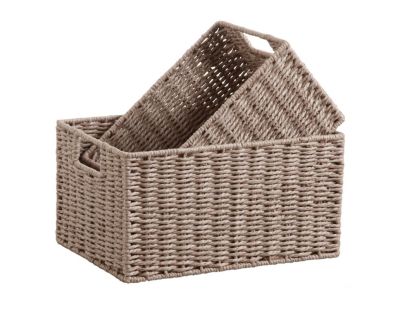 Corbeilles de rangement en papier cordé taupe