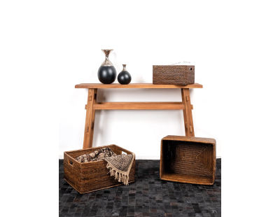 Corbeilles de rangement en rotin (Lot de 2) (Rotin antique)