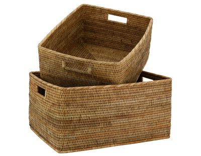 Corbeilles de rangement en rotin (Lot de 2) (Rotin naturel)