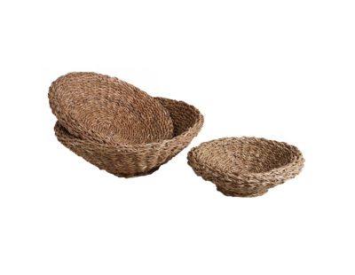 Corbeilles rondes en jonc naturel (lot de 3)