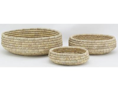 Corbeilles rondes en jonc naturel (Lot de 3)
