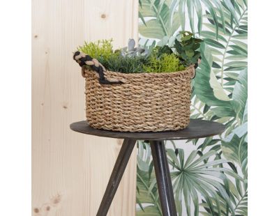 Jardinières rondes en jonc et zinc (lot de 3)