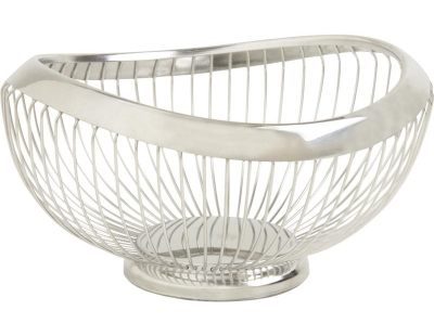 Corbeille à fruits ronde en métal (Vague argentée)