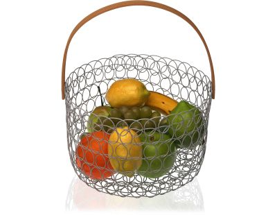 Corbeille à fruits ronde fil métallique 24 cm (Gris)