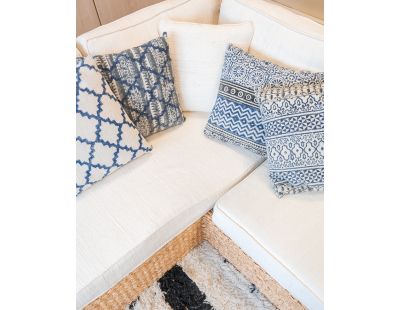 Coussin bleu et blanc en coton (Lot de 2) (50 x 50 cm)