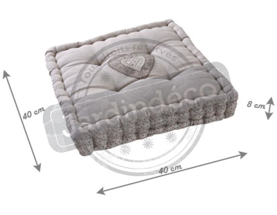 Coussin carré en coton et lin (Cœur)