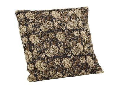 Coussin à fleurs marron