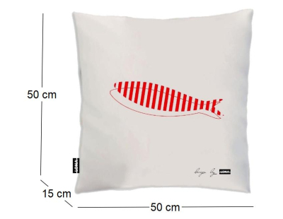 Coussin 100% coton 50 cm Poisson (Poisson rouge)