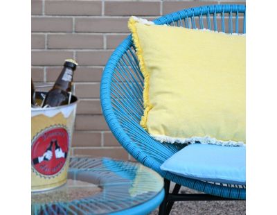 Coussin en coton avec franges (Jaune)