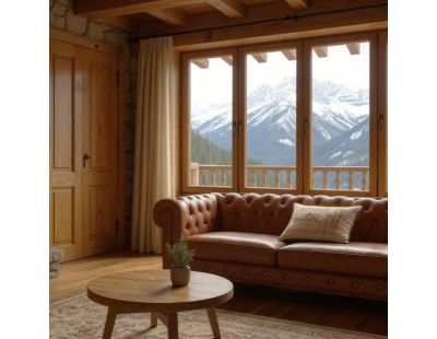 Coussin en lin et coton Bienvenue à la Montagne