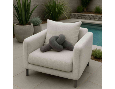 Coussin nœud en polyester Ask Dugum (Gris)