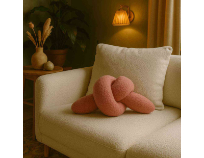 Coussin nœud en polyester Ask Dugum (Rose)
