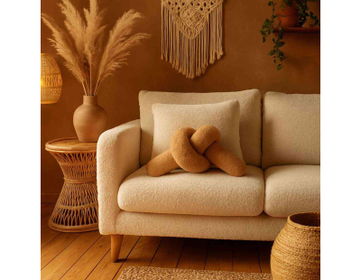 Coussin nœud en polyester Ask Dugum (Marron)