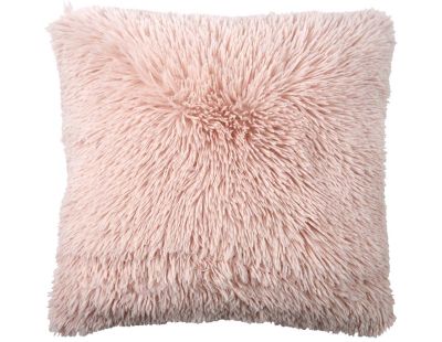 Coussin poils longs rose 40 x 40 cm