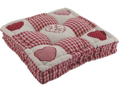 Coussin rouge motifs coeurs