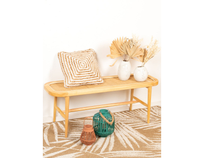 Coussins à motif en jute et coton blanc (Lot de 3) (Naturel et blanc)