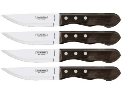 Couteaux à steak Jumbo en inox et bois (Lot de 4)