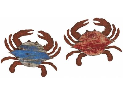 Crabes rouge et bleu déco murale (Lot de 2)