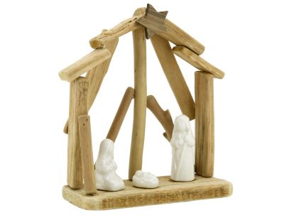 Crèche en bois et céramique