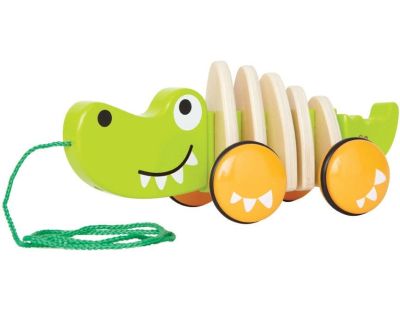 Crocodile à tirer en bois