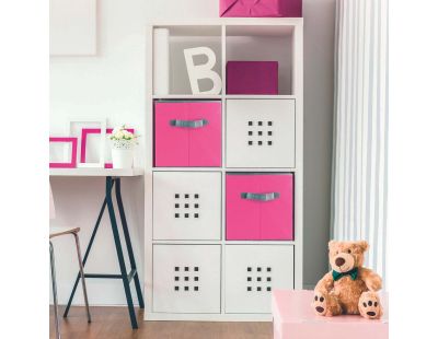 Cube de rangement coloré 30 x 30 cm (Fuschia et gris)