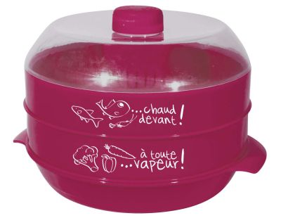 Cuit-vapeur à 2 étages spécial micro-ondes 2.4L (Fuschia)