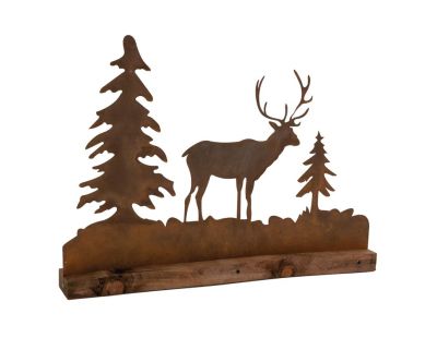 Décor de table en Bois et Métal Cerf et Sapins