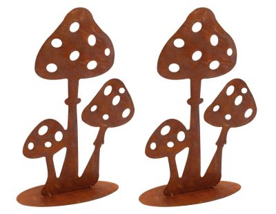 Décor champignons sur pied en métal vieilli (Lot de 2)