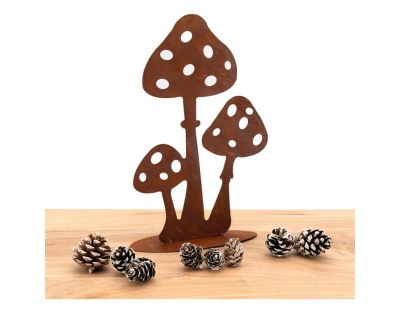 Décor champignons sur pied en métal vieilli (Lot de 2)