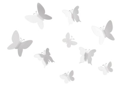 Décor mural adhésif 9 papillons Marisposa (Blanc)