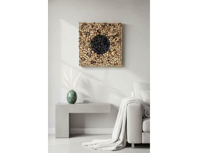 Décor mural en bois flotté naturel et noir