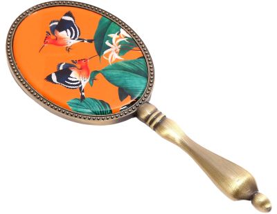 Décoration en métal et verre Oiseau du paradis 20 x 7 cm (Orange)