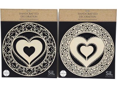 Décoration murale Coeur en bois sculpté (Lot de 2)