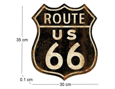 Décoration murale Route US 66 en métal 30 x 35 cm