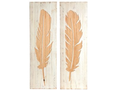 Décoration murale en bois Plume (Lot de 2)