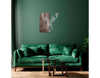 Décoration murale bois et métal Animal (Cerf argenté)