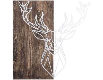Décoration murale bois et métal Animal (Cerf argenté)